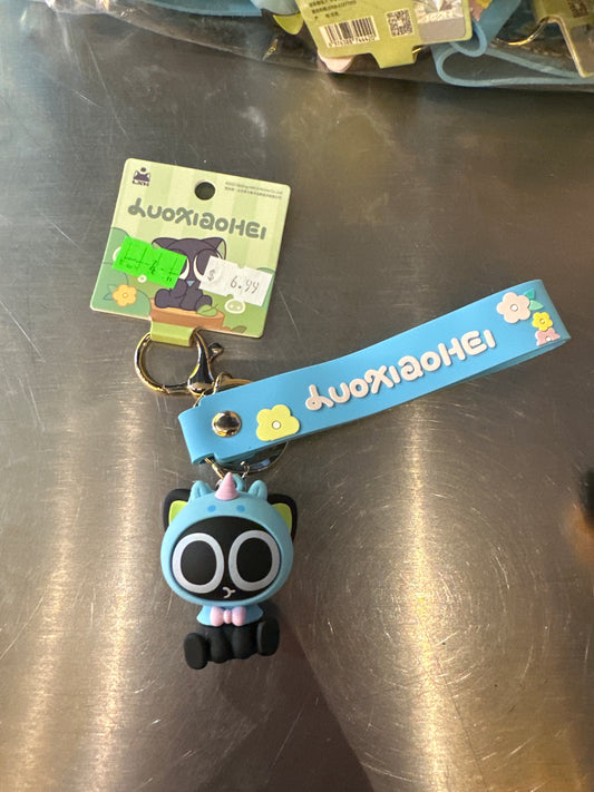 Duoxiaohei Blue Unicorn Cat Keychain